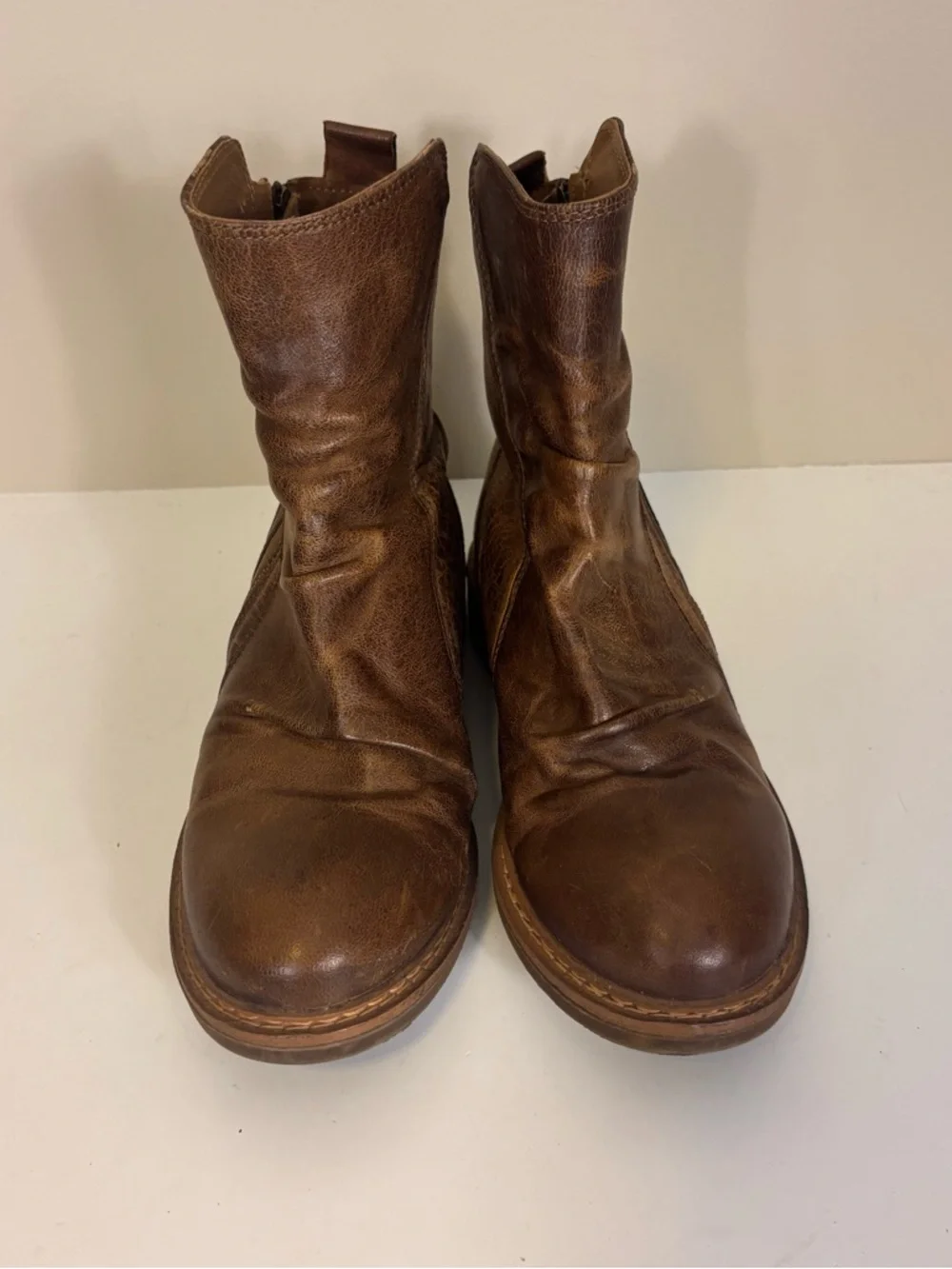 Sofft Brown Leather Zipper Side Mid Calf Boots Women’s 7.5 - Picture 3 of 7